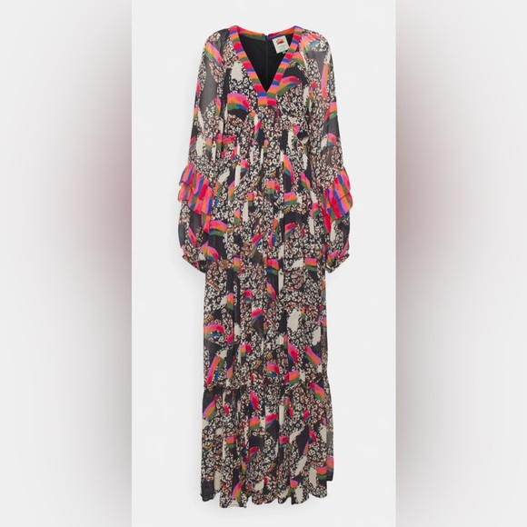 FARM RIO Leopard Toucans Dress - MAXI DRESS Size LG - Picture 4 of 14